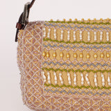 Limited Edition City Exclusive Fendi 2007 Canvas Beaded Baguette