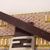 Limited Edition City Exclusive Fendi 2007 Canvas Beaded Baguette