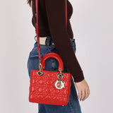 Dior 2018 Ruby Calfskin Cannage My ABCDior Small Lady