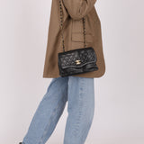 Chanel 1989 Vintage Lambskin Wave Single Flap with Chanel Wallet