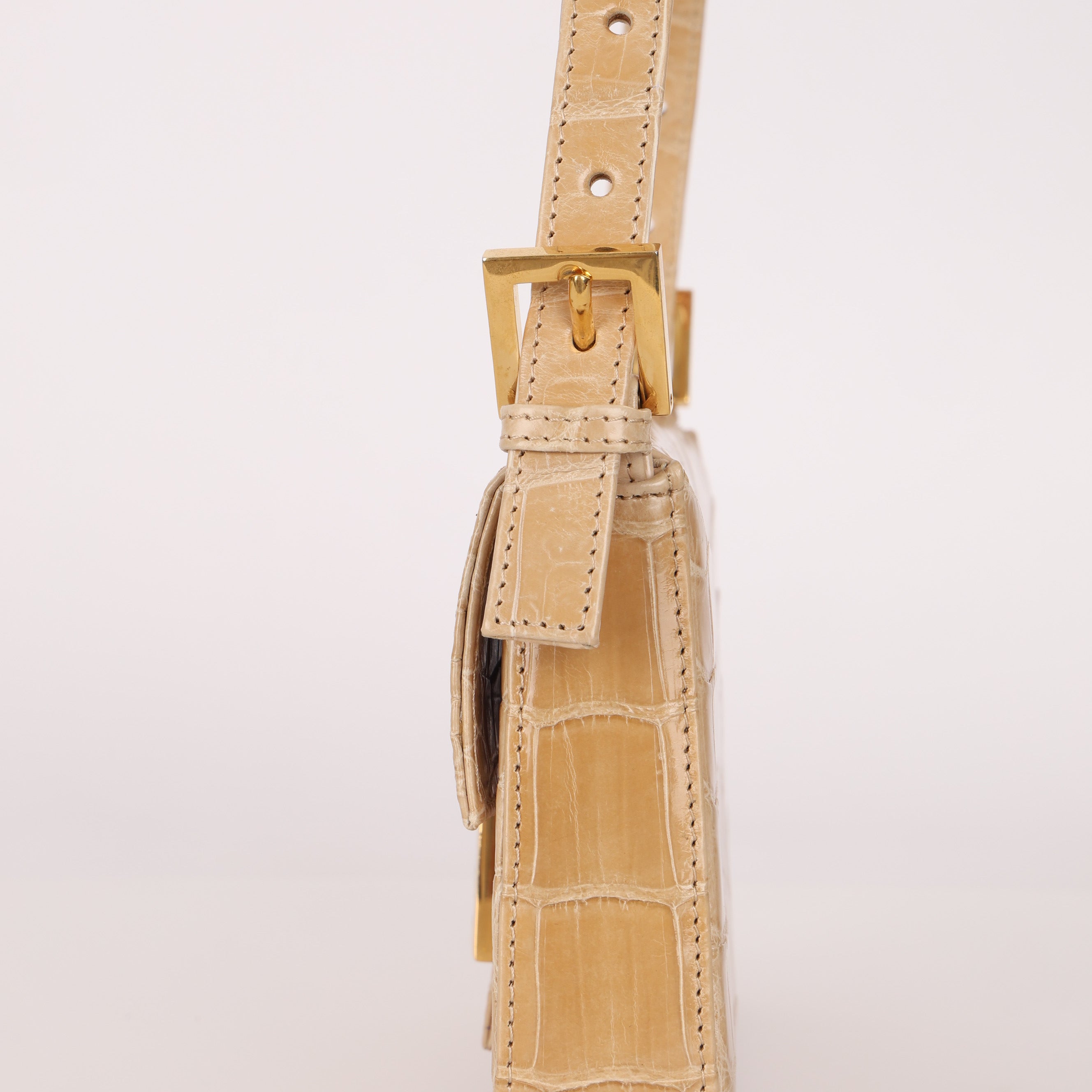 Ultra-Rare Vintage Fendi Shiny Crocodile Baguette Glitter GHW