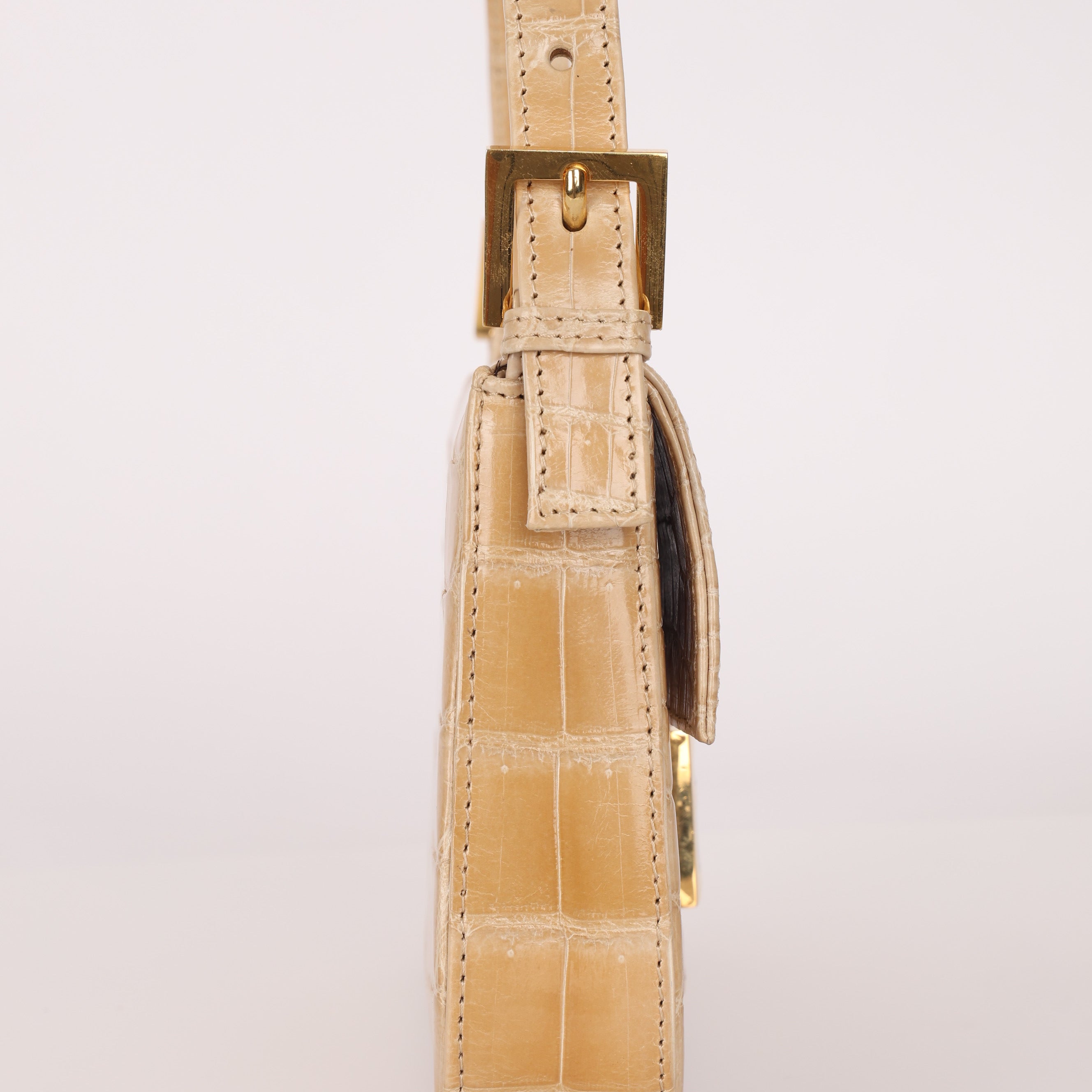 Ultra-Rare Vintage Fendi Shiny Crocodile Baguette Glitter GHW