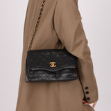 Chanel 1989 Vintage Lambskin Wave Single Flap with Chanel Wallet