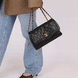 Chanel 1989 Vintage Lambskin Wave Single Flap with Chanel Wallet
