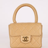 Rare Chanel 1991 Beige Mini Kelly Top Handle