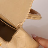 Rare Chanel 1991 Beige Mini Kelly Top Handle