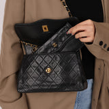 Chanel 1989 Vintage Lambskin Wave Single Flap with Chanel Wallet