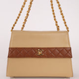 Chanel 1989 Lambskin Two-Tone Trapezoid Single Flap w/ Cardholder