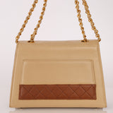 Chanel 1989 Lambskin Two-Tone Trapezoid Single Flap w/ Cardholder