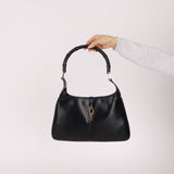 Gucci Black Leather Bamboo Top Handle Jackie Bag