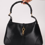 Gucci Black Leather Bamboo Top Handle Jackie Bag