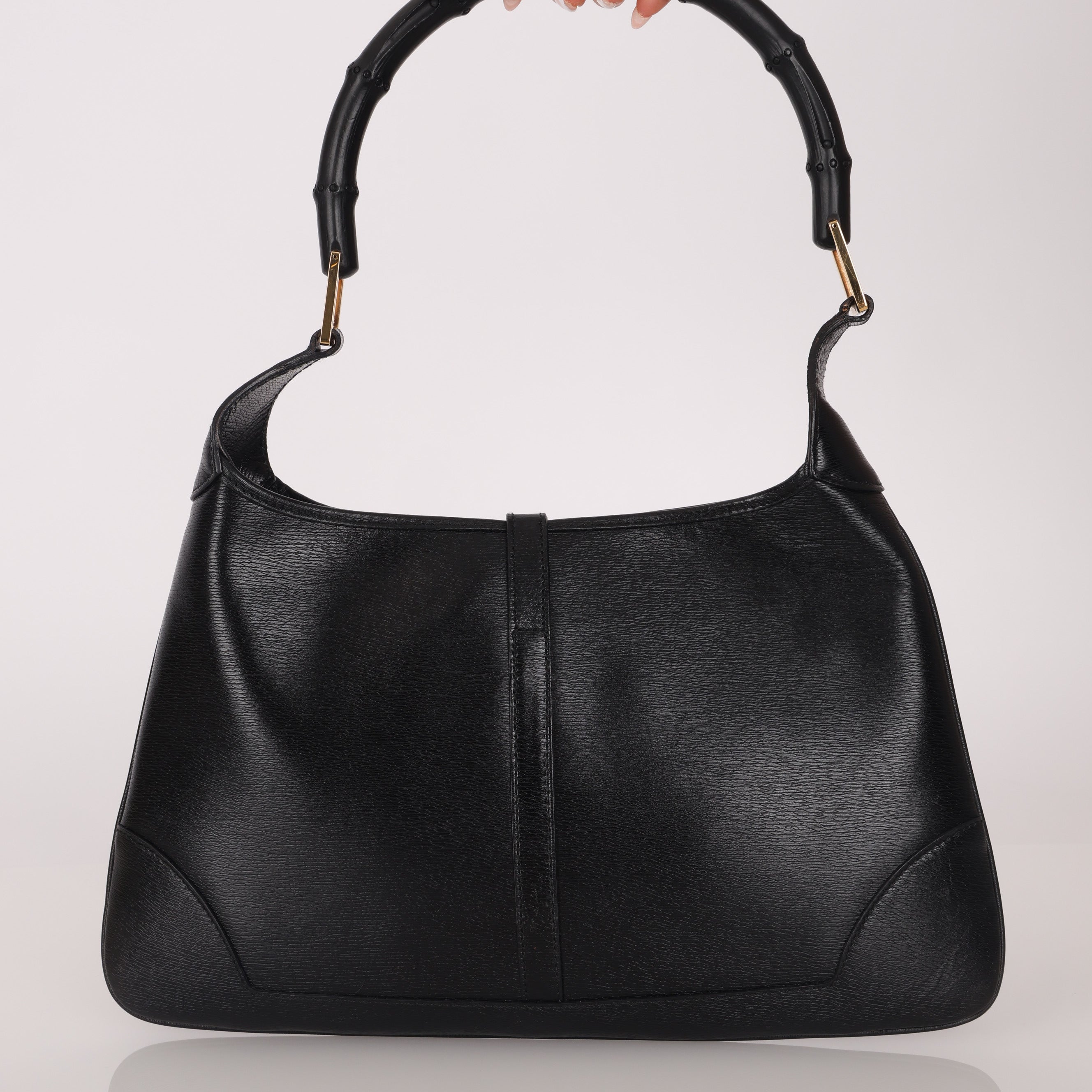 Gucci Black Leather Bamboo Top Handle Jackie Bag