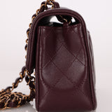 Ultra-Rare Chanel 2024 Bordeaux Lambskin Mini Rectangular Rose Gold Hardware Flap Bag