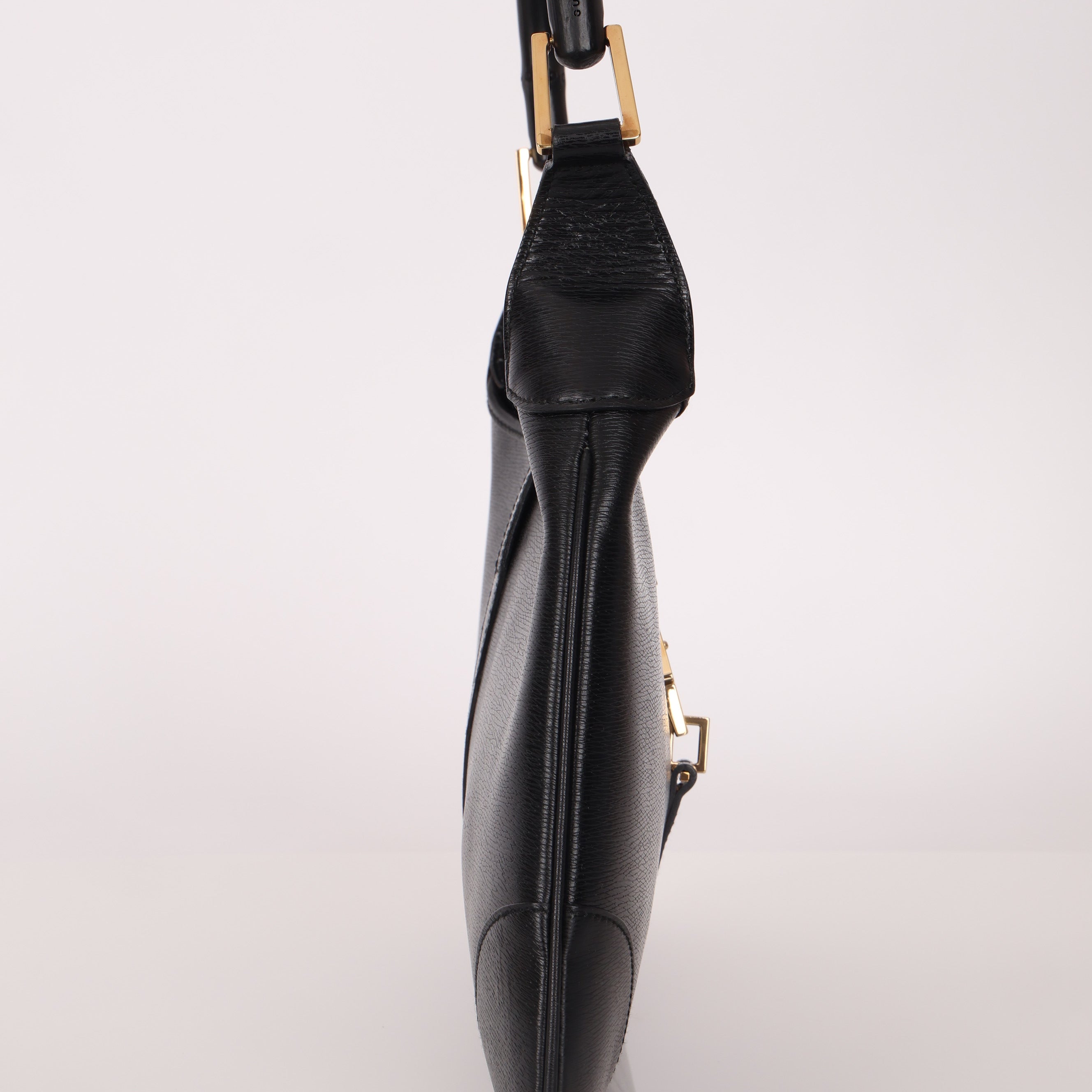 Gucci Black Leather Bamboo Top Handle Jackie Bag