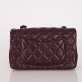 Ultra-Rare Chanel 2024 Bordeaux Lambskin Mini Rectangular Rose Gold Hardware Flap Bag