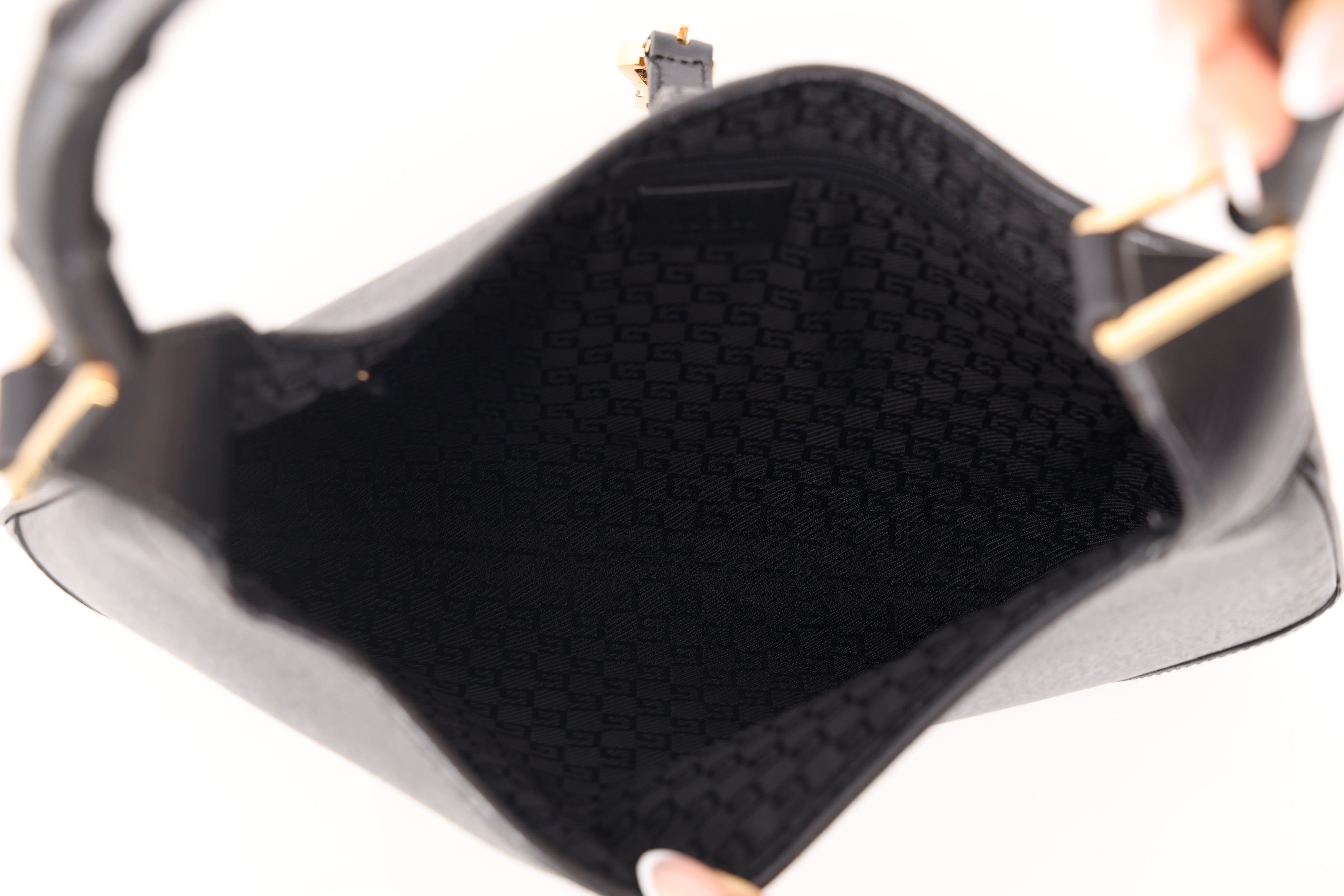 Gucci Black Leather Bamboo Top Handle Jackie Bag