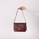 Chanel 1989 Bordeaux Boxcalf Coco Luxe Frame Single Flap
