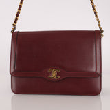 Chanel 1989 Bordeaux Boxcalf Coco Luxe Frame Single Flap