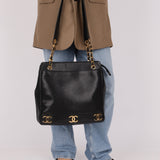 Chanel 1994 Caviar Triple CC Logo Tote