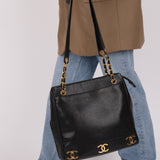 Chanel 1994 Caviar Triple CC Logo Tote
