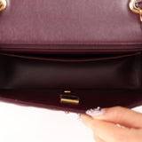 Ultra-Rare Chanel 2024 Bordeaux Lambskin Mini Rectangular Rose Gold Hardware Flap Bag
