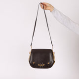Rare Hermès 1984 Chocolat Box Calf Passe Guide Shoulder Bag