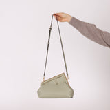 Fendi Sage Nappa Small First Clutch with Strap