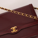 Chanel 1989 Bordeaux Boxcalf Coco Luxe Frame Single Flap