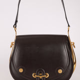 Rare Hermès 1984 Chocolat Box Calf Passe Guide Shoulder Bag