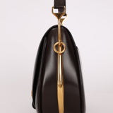 Rare Hermès 1984 Chocolat Box Calf Passe Guide Shoulder Bag