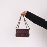 Ultra-Rare Chanel 2024 Bordeaux Lambskin Mini Rectangular Rose Gold Hardware Flap Bag