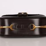 Rare Hermès 1984 Chocolat Box Calf Passe Guide Shoulder Bag