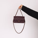 Ultra-Rare Chanel 2024 Bordeaux Lambskin Mini Rectangular Rose Gold Hardware Flap Bag