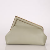 Fendi Sage Nappa Small First Clutch with Strap