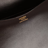 Rare Hermès 1984 Chocolat Box Calf Passe Guide Shoulder Bag