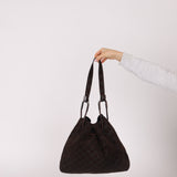 Gucci Chocolate Suede Monogram Bucket Bag