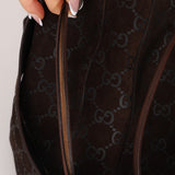 Gucci Chocolate Suede Monogram Bucket Bag