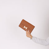 Hermès 2019 Gold Evercolor Constance Wallet GHW w Custom Strap