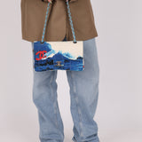 Ultra-Rare Chanel 2002 Denim Surf Line Flap Bag