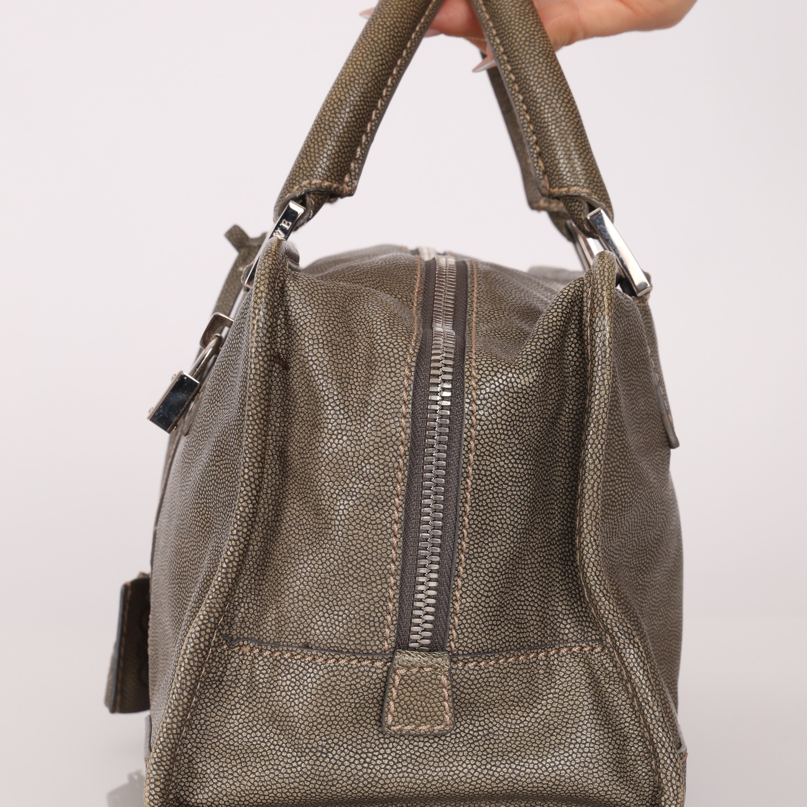 Loewe Khaki Grey Anagram Leather Amazona 28