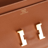 Hermès 2019 Gold Evercolor Constance Wallet GHW w Custom Strap