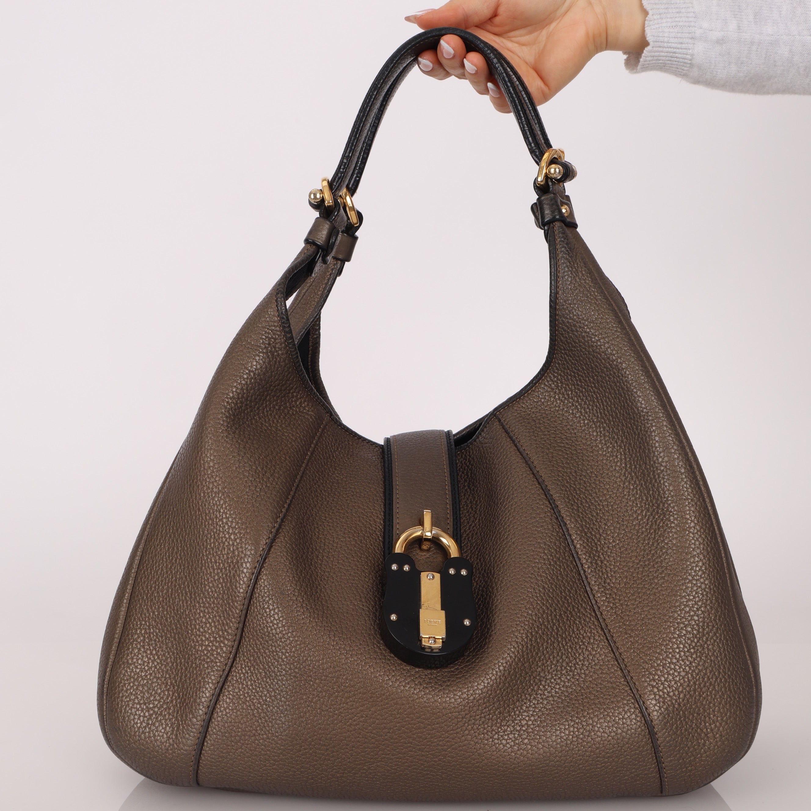 Loewe Leather Carrie Padlock Hobo