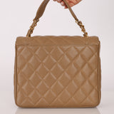 Rare Chanel 1995 Latte Caviar XL Turnlock Top Handle