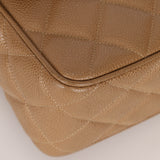 Rare Chanel 1995 Latte Caviar XL Turnlock Top Handle