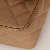 Rare Chanel 1995 Latte Caviar XL Turnlock Top Handle