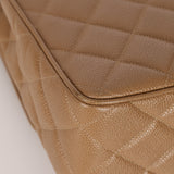 Rare Chanel 1995 Latte Caviar XL Turnlock Top Handle