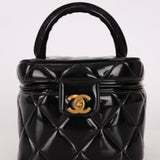 Ultra-Rare Chanel 1995 Patent Heart Mirror Turnlock Vanity 24K GP
