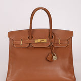Hermès 1997 Gold Courchevel Retourne Birkin 35 GHW