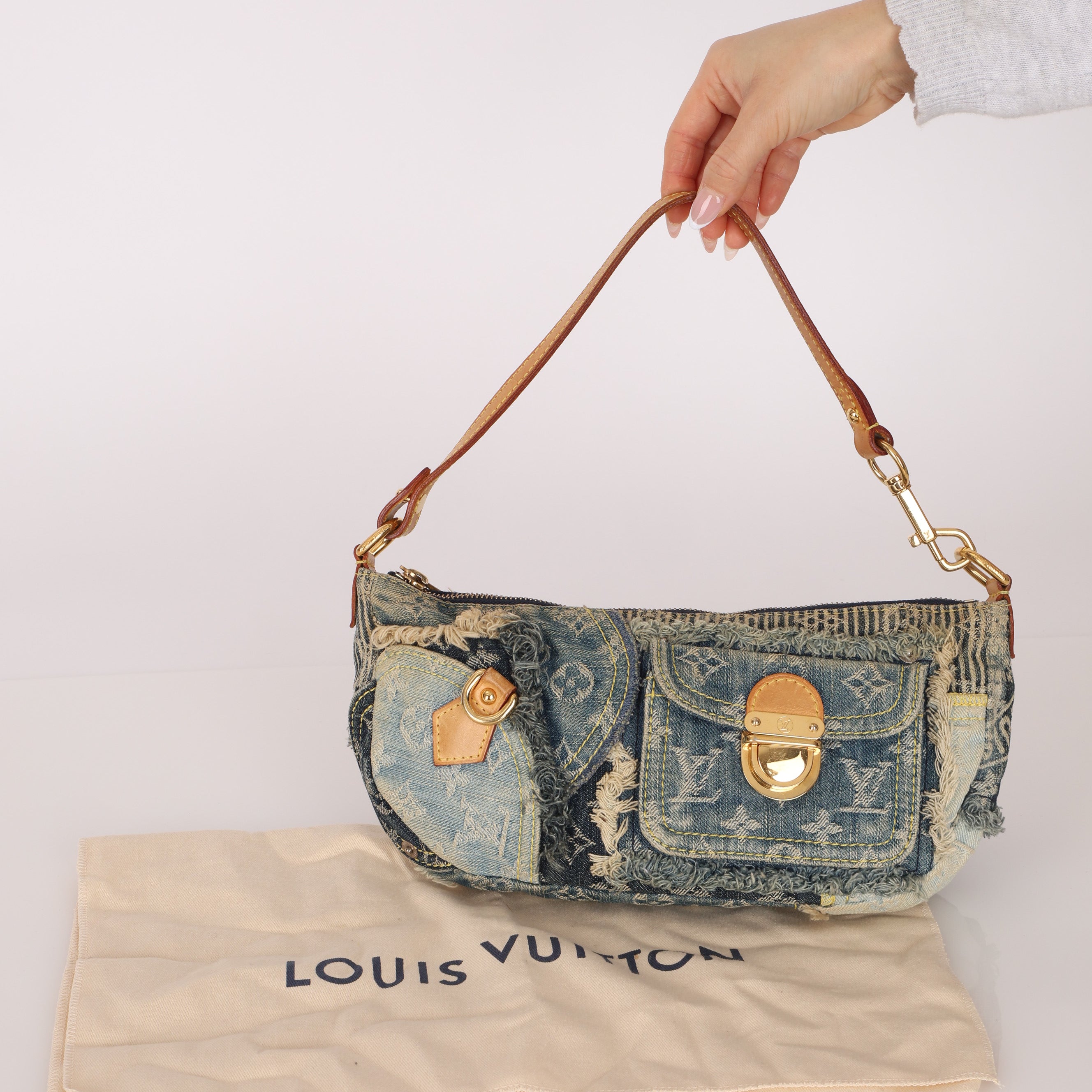 Limited Edition Louis Vuitton Monogram Denim Patchwork Pouchy