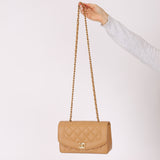 Rare Chanel 1995 Dark Beige Caviar Small Diana 24K GP